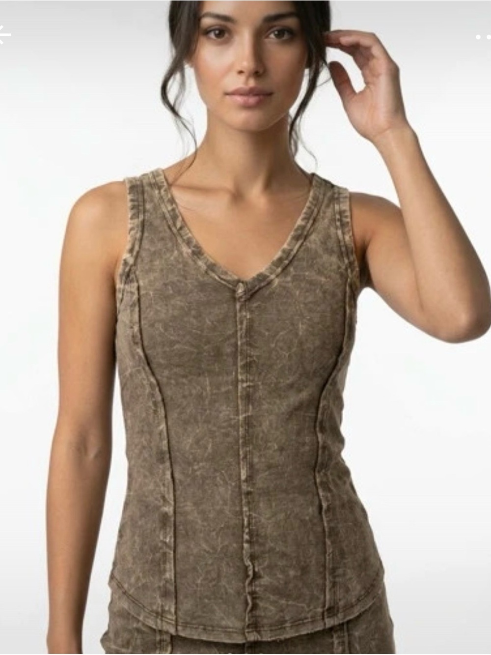 Zenana Outfitters Washed Taupe V-Neck Tank